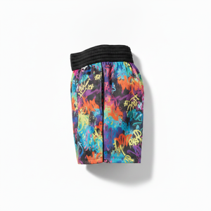 Shorts imprimés graffiti colorés unisexes, shorts de combat à séchage rapide, coupe régulière pour adultes - Product Image 5