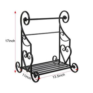 Portarotolo da cucina autoportante in metallo nero con design a cuore intagliato, porta spezie/condimenti per piano di lavoro - Product Image 4