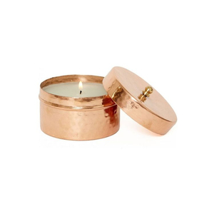 Portavelas de Metal Martillado de Cobre, Centro de Mesa Redondo para Velas Votivas con Borde Acanalado, Decoración para el Hogar - Product Image 4