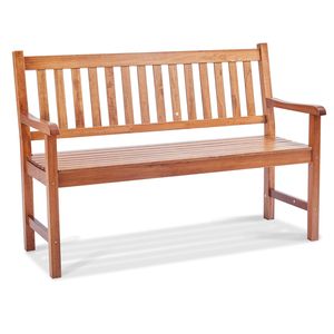 Panca da Giardino in Legno da 50 Pollici con Schienale e Braccioli, Capacità di Carico 800 Libbre, per Hotel e Parchi - Product Image 6