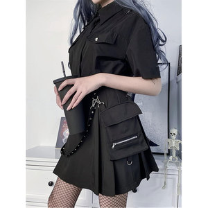 Jupe gothique taille haute noire pour femme, mini, avec chaîne, coupe trapèze courte, plissée, style tennis, meilleure vente - Product Image 3