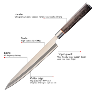 Cuchillos LEGACY BLADES Profesionales Japoneses Yanagiba para Sashimi, Hechos a Mano con Acero de Alto Contenido de Carbono, Cuchillo para Filetear Sushi, Fabricante OEM - Product Image 2