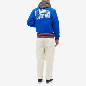 Chaqueta Varsity Personalizada con Parche Bordado de Astronauta, Chaqueta Bomber con Rayas Azul Rey y Naranja, Unisex, Estilo Urbano - Product Image 5