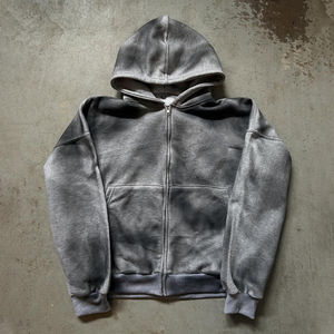 ชุดฮู้ดดี้และกางเกงขาสั้นพิมพ์ลายโลโก้แบบกำหนดเอง สไตล์เรโทรซันเฟด ผ้าฟลีซลำลอง 100% คอตตอน ชุดฮู้ดดี้และกางเกงขาสั้นแบบย้อมสีเอซิด สำหรับทุกเพศ - Product Image 4