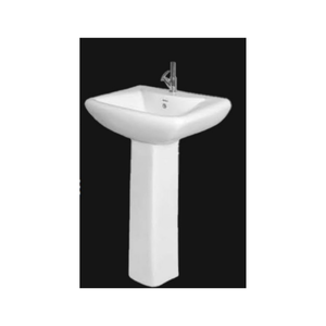 Lavabo en céramique sur pied de conception moderne, lavabo ovale en deux parties, robinet à trou unique pour hôtels, pour salles de bain - Product Image 4