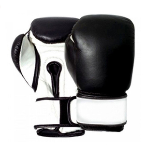 Gants de boxe en cuir noir et blanc avec fermeture à lacets pour l'entraînement des adultes - Product Image 3