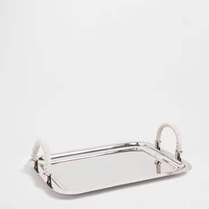 Plateau rectangulaire en acier inoxydable doré, plateau à fruits, plateau à gâteaux, plateau à dessert pour la nourriture occidentale, assiettes de camping, plateau de service - Product Image 4