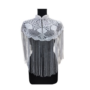 2026 Hand Embroidered Beaded <b>Lace</b> with Fringe and Sequins 100% Cotton Fabric - Product Image 1