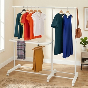 Perchero Metálico Plegable Extensible Cromado con 3 Ganchos para Ropa, Mueble de Almacenamiento Moderno para el Hogar, Estilo DIY, OEM, para Gimnasio - Product Image 4