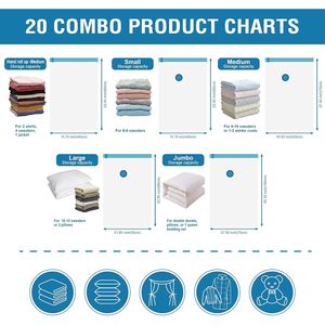 Paquete de 20 Bolsas de Almacenamiento al Vacío, Ahorro de Espacio, Compresión para Edredones, Mantas, Almohadas, Ropa de Cama, Almacenamiento de Ropa - Product Image 4