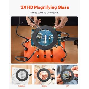 Station de Soudage Magnétique 2-en-1 avec Loupe LED 3X, 5 Bras Flexibles et 6 Aérations pour PCB – Outil Pratique Troisième Main - Product Image 2