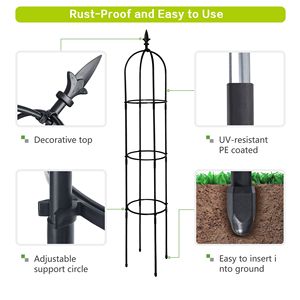 Obelisco Nero Leggero Antiruggine da 1,9 m, Supporto per Traliccio in Metallo a Torre Alta per Recinzioni da Giardino e Cortili - Product Image 4