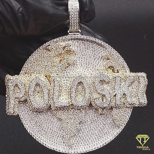 Pendentif de luxe style polo ski, entièrement serti de micro-pavés de diamants, pendentif plaque nominative personnalisée Hip Hop - Product Image 1