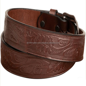 OEM Handmade Floral <b>Engraved</b> Black Brown Genuine Western Leather <b>Tooling</b> Belt Luxury Designer Belt High Graded Western Belts - Product Image 1