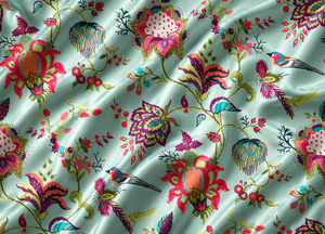 Tela Satén de Poliéster/Algodón con Estampado Floral Orgánico Ecológico, Resistente a Químicos y Transpirable para Prendas y Decoración del Hogar - Product Image 2