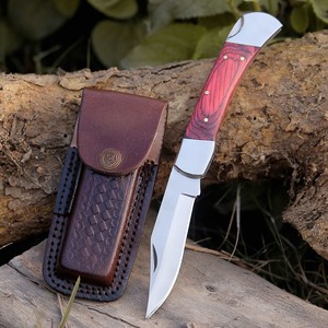 High Quality Handmade Carbon Steel Back <b>Lock</b> Folding Pocket EDC Hunting Camping Knife Wood Handle Clip Point Industrial Grade - Product Image 1