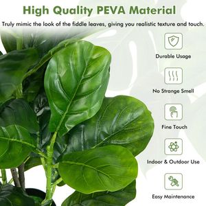 2 Pack Indoor and Outdoor Artificial Fiddle Leaf Fig <b>Tree</b> High Quality <b>Plastic</b> Palms with Durable Stand - Product Image 5