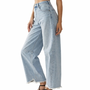 Vaqueros anchos de mezclilla para mujer, de cintura alta, a la moda, lavado claro, informales, cómodos y ajustables. - Product Image 3