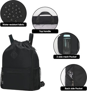 Custom Drawstring Sports Gym Bag With Shoe Compartment Water Resistant <b>Large</b> Capacity Backpack Mesh Pockets For Men Women Travel - Product Image 5