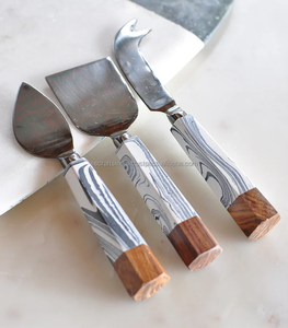 Esparcidor de queso de lujo con mango de mármol y cuchillos de queso de acero inoxidable, juego de cuchillos de queso con mango de bucle, precios asequibles - Product Image 3