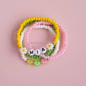 Pulsera multicolor con cuentas redondas de resina con diseño de alfabeto divertido, accesorios de joyería elegantes para ropa informal y regalos - Product Image 2