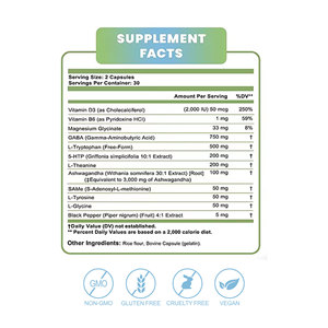Compresse per il Sonno OEM Integratore per il Sonno Profondo L-tryptofano 5HTP Capsule GABA L-teanina Ashwagandha Capsule Pillole per <span class=keywords><strong>Dormire</strong></span> - Product Image 3