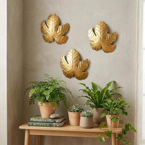Décoration murale en métal en forme de feuille, style contemporain, pour intérieurs résidentiels et commerciaux - Product Image 1