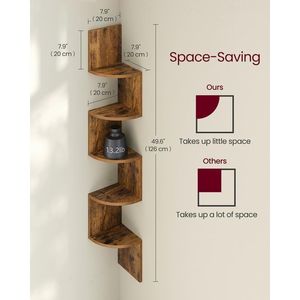 Libreria angolare a 5 ripiani per camera da letto, soggiorno, bagno, ufficio domestico - Product Image 3