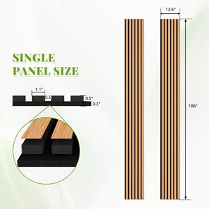 Set di 2 Pannelli Acustici in Legno Ignifugo 269x32 cm, Pannelli Decorativi 3D Scanalati Insonorizzanti per Pareti Interne, Marrone Chiaro - Product Image 3