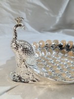 Luxueuze verzilverde pauwvormige decoratieve metalen fruitschaal emaille ambachtelijke serveerblad mandje premium bruiloft teruggave cadeau
