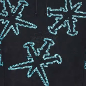 Prix raisonnable, service OEM, haute qualité, sweats à capuche en coton 100% pour hommes, style unique, respirant, avec strass pour l'hiver - Product Image 6