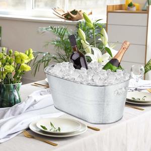 Glacière de luxe en acier inoxydable argenté durable pour refroidir le vin et la bière lors de fêtes, station de boissons polyvalente pour table - Product Image 1