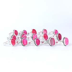 Minimalist Pink Agate <b>Statement</b> <b>Ring</b> Adjustable Brass Band High Quality Handcrafted Vintage Women's Fashion Jewelry Wholesale - Product Image 6