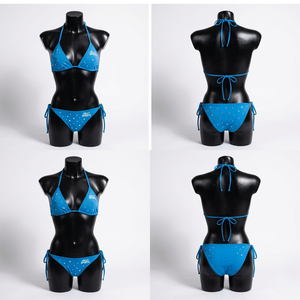 Mint Green Nylon Spandex 220 GSM Women <b>Bikini</b> <b>Set</b> Rhinestone Heat Transfer Custom Logo Swimwear Women <b>Bikinis</b> <b>set</b> - Product Image 6