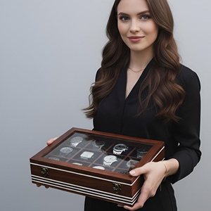 Caja de Madera para Relojes con Acabado Premium, Estuche de Exhibición de Madera para Relojes con Forro Suave de AYAANS - Product Image 2