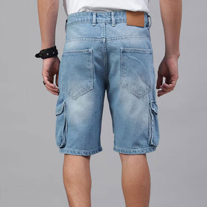 Pantalones Cortos de Mezclilla para Hombre, 100% Algodón Lavado, Duraderos, de Cintura Alta, con Cierre de Cordón, Ecológicos, Transpirables, de Uso Diario, Corte Recto, Limpios - Product Image 4