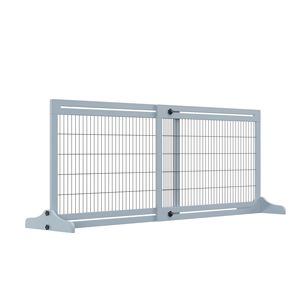 Cancelletto per Animali Domestici Extra Largo 183 cm L x 70 cm A, Recinzione Regolabile in Metallo per Cani e Gatti, Blu-Grigio con Chiusura a Bottone - Product Image 1