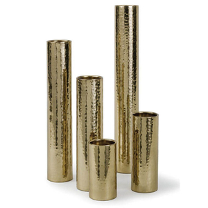 Luxury Hammered Gold Metal Bud Vase Set Handcrafted Polished Brass Cylinder Vases for Modern Home Decor & Luxury Floral Display - Product Image 1
