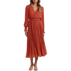 Robe portefeuille décontractée pour femme à manches courtes, coupe évasée mi-longue avec ceinture à nouer, en tissu léger et confortable pour l'été - Product Image 5
