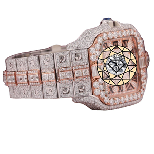 Reloj de Lujo Personalizado para Mujer, con Cristales de Moissanita, Caja de Acero Inoxidable, Cuarzo Analógico de 46 mm, Cristal de Zafiro, Cierre Oculto con Botón a Presión - Product Image 2