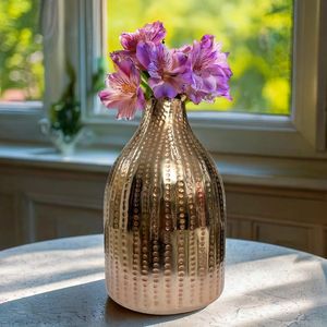 Vase à fleurs en aluminium fait main, personnalisé et doré, pour la décoration de la maison et du jardin, pots à fleurs pour événements et centres de table de mariage - Product Image 5