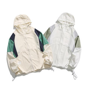 Veste softshell unisexe à capuche, colorée, coupe ample, fermeture éclair, résistante à l'eau, pour l'été, vêtements de plein air avec poches - Product Image 1