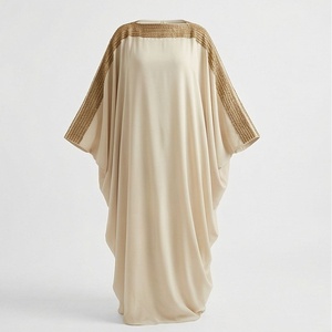 2025 OEM Kimono Abaya pour femmes musulmanes, en tissu polyester épais, doux et très extensible, col en V, manches longues, pour fêtes, Ramadan, mariages - Product Image 1