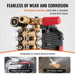 Pompa a Pistoni Triplex Orizzontale di Ricambio con Albero da 1 Pollice per Idropulitrici ad Alta Pressione, Kit con 5 Ugelli, 4300 PSI, 4.4 GPM - Product Image 3