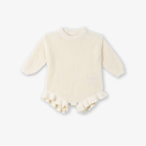 Empaque Personalizado Disponible, Color Sólido, Se Acepta OEM/ODM, Mameluco de Algodón 100% con Volantes para Bebés Niñas, Invierno, Cierre de Botones Rápido - Product Image 2