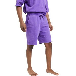 Men's Purple Casual T-Shirt <b>Set</b> Crew Neck <b>Knitted</b> Solid Color Breathable Summer Wear - Product Image 3