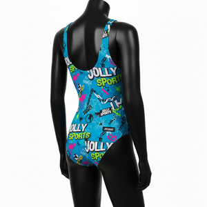 Conjunto de Baño de Alta Calidad en Poliéster y Spandex de 225 GSM, Estampado Urbano Azul, Tela Suave y Elástica, Logotipo Personalizado para Mujer - Product Image 2