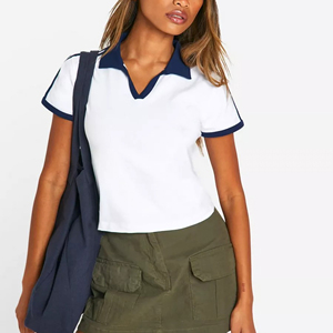 Chemises polo col V sur mesure pour femmes, 100% coton, logo imprimé personnalisé, vêtements légers pour femmes, polos de golf, OEM - Product Image 3