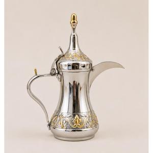 Cafetera Árabe Dallah de Acero Inoxidable, Tetera Tradicional de Oriente Medio para Uso en Hoteles, Diseño Repujado Chapado en Oro, Cafetera Gahwa - Product Image 5