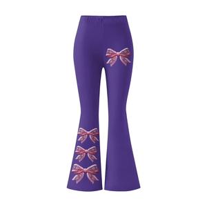 Leggings évasés longs pour femme, légers, imprimé nœud, coupe large, pour yoga et entraînement, taille haute élastique, extensibles - Product Image 5
